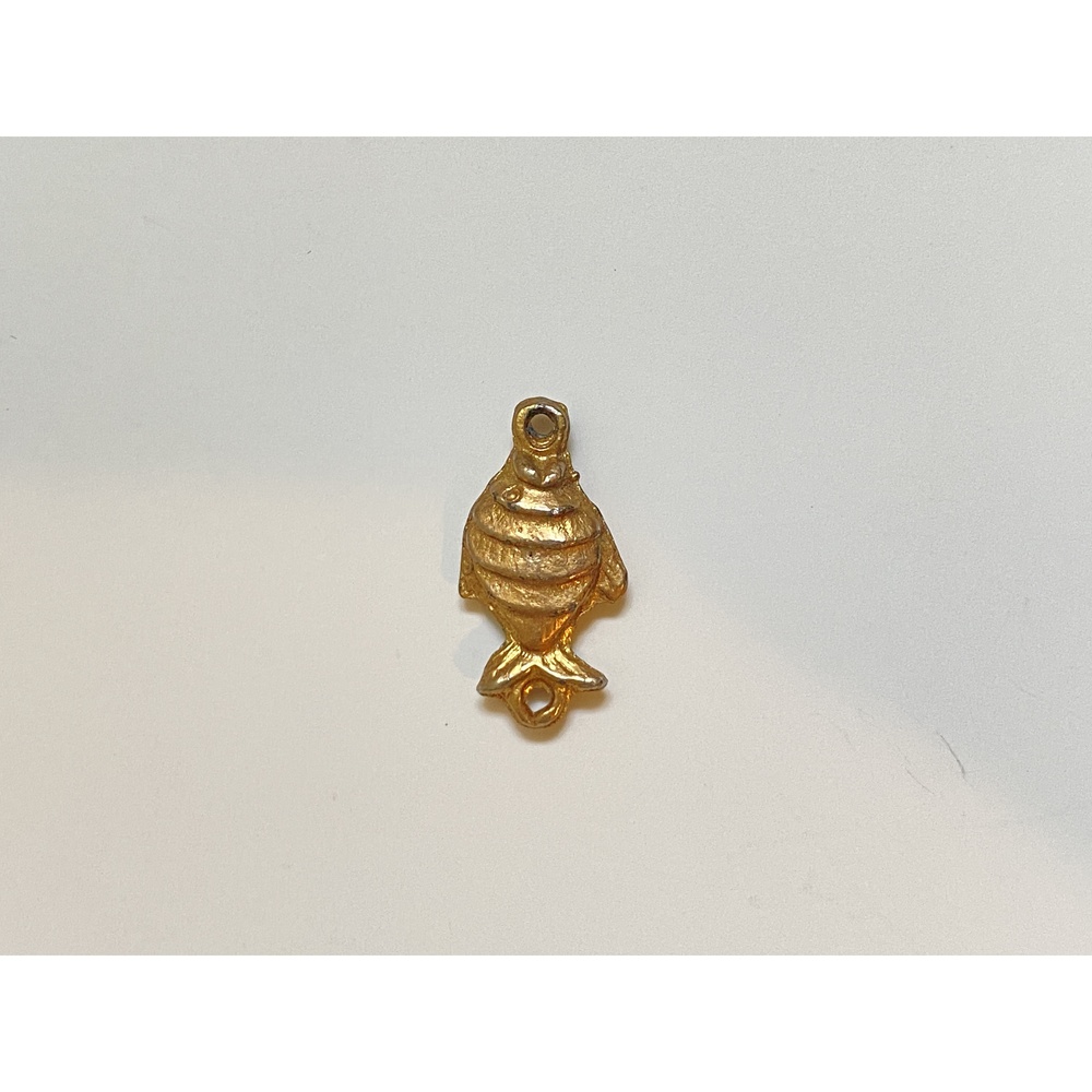 Vintage Gold Tone Fish Charm With Top Loop Small Jewelry Making Component